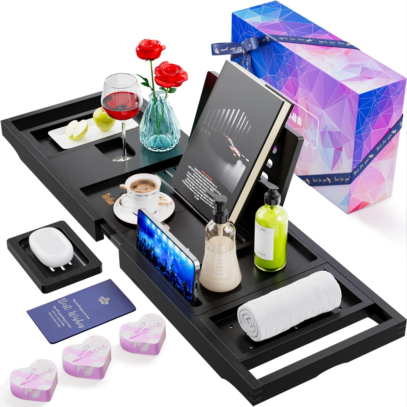 Bathtub Tray Caddy Expandable, Plastic Drain Bath Shelf