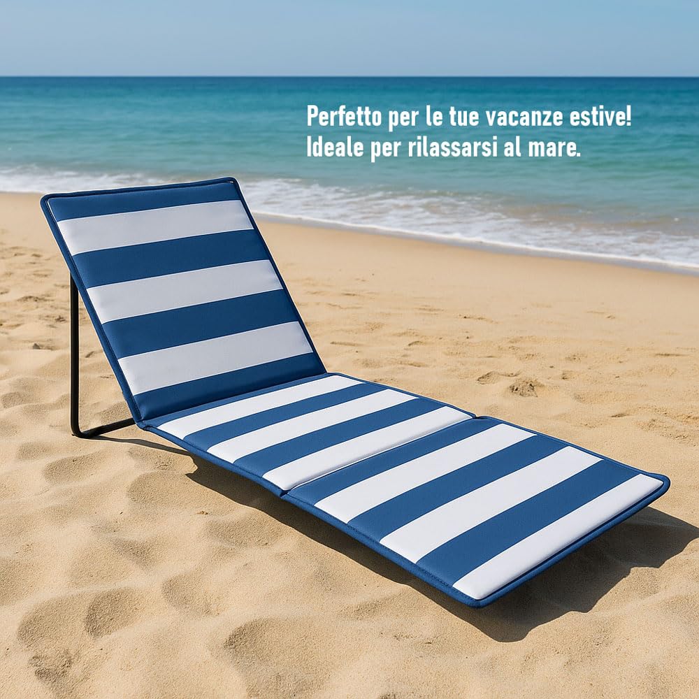 SACAR Matelas rembourré avec dossier inclinable pliable - Lit de soleil compact avec bandoulière - Idéal pour la plage, le camping, le lac et le jardin