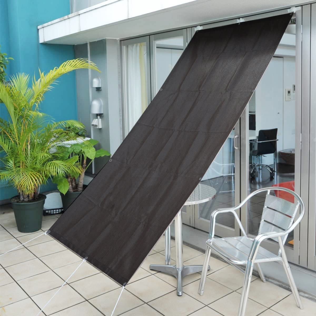 YOUNGC Shade Sail Impermeabile Outdoor UV 3x3.5m Fascette in Nylon E Corda con Corda Libera per Patio, Balcone, Bordo Piscina E Giardino, Rosso Vino