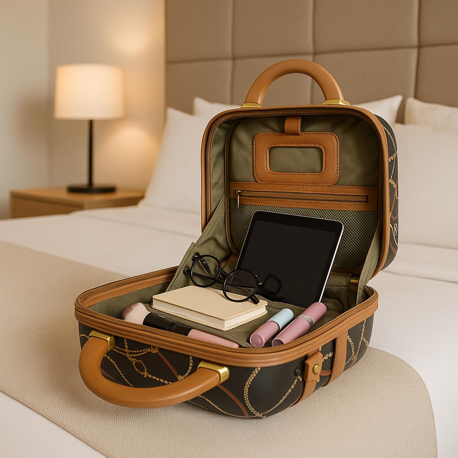 Chariot Regal Vintage Style 2-Piece Hardside Carry-On Retro Train Case Spinner Luggage Set - Black