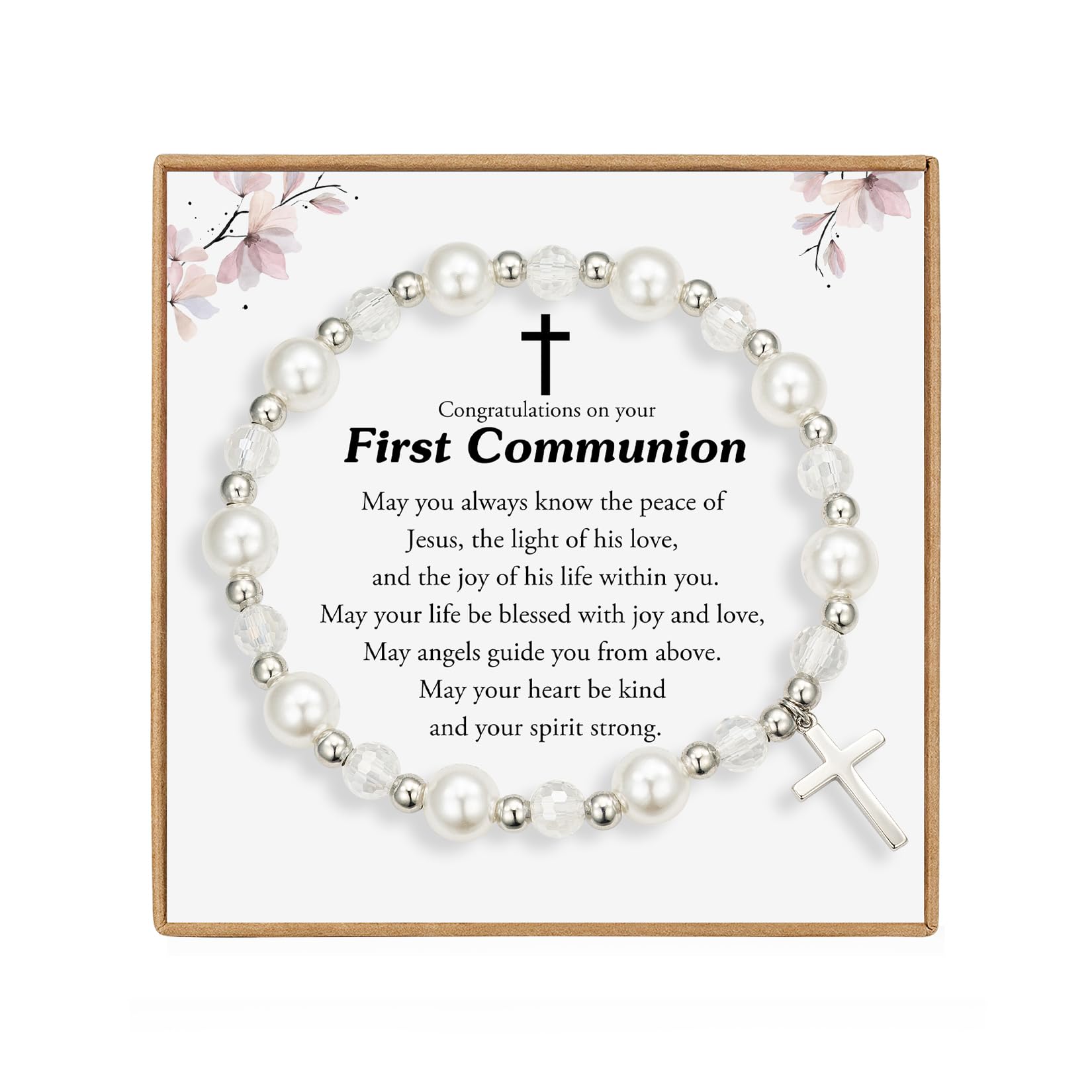 FamdecorCross Bracelet for Baptism Gifts First Communion Gifts Goddaughter Gifts from Godmother Goddaughter Gifts from Godfather