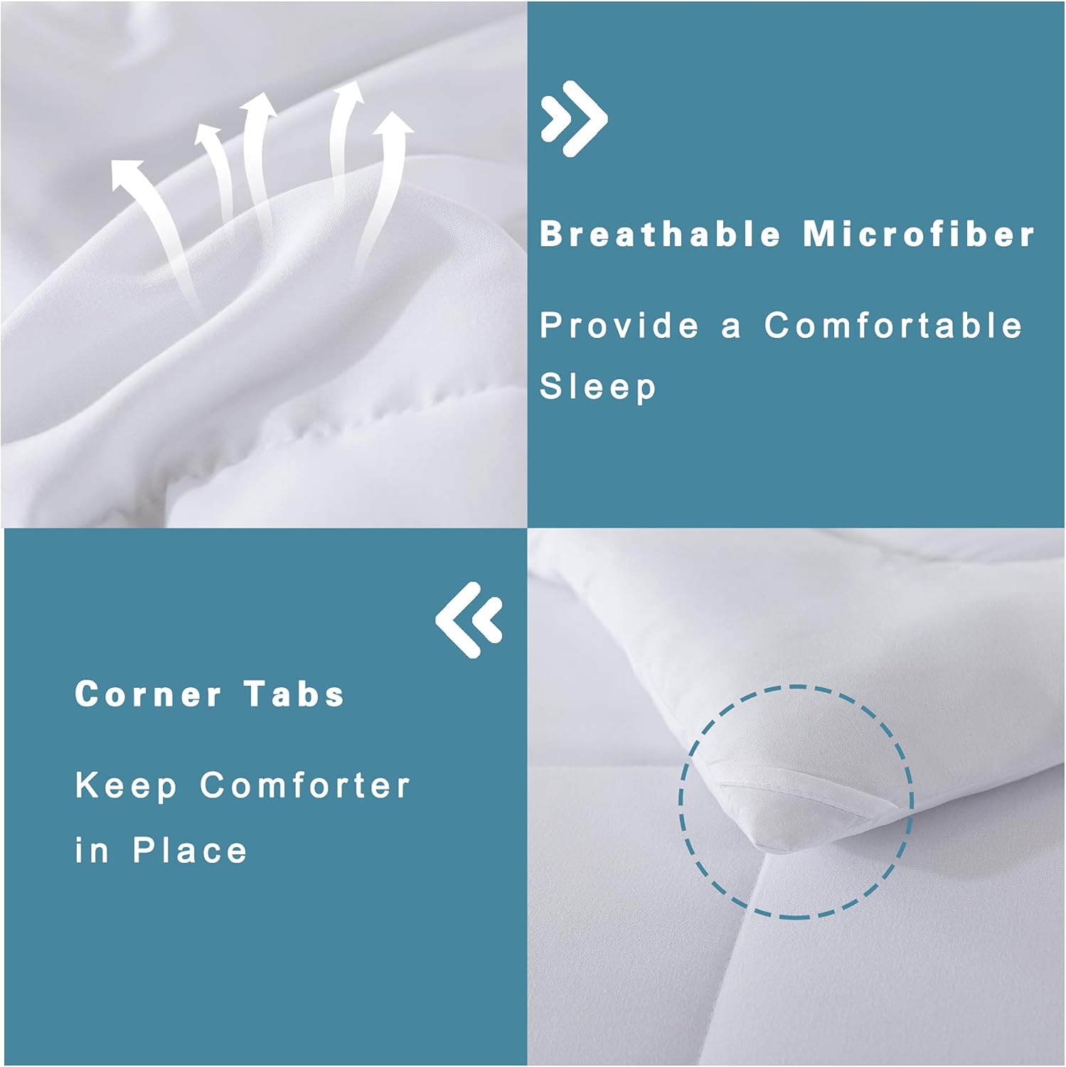 DOWNCOOL Twin Comforter Set -All Season Bedding Comforters Sets with 1 Pillow Case -2 Pieces Bed Set Down Alternative Comforter Set -White Twin Bedding Sets(64"x88") - Image 5