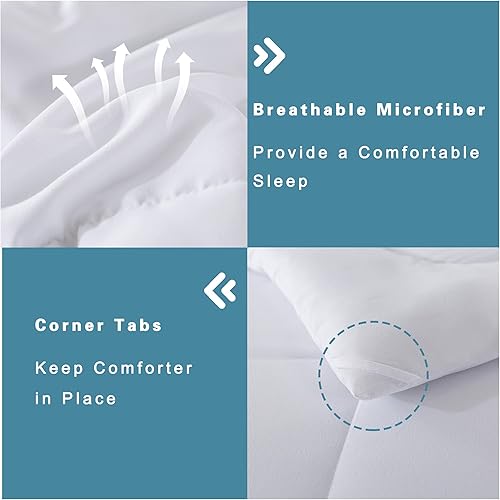 Miniatura 5 de DOWNCOOL - Juego de edredón y fundas de almohada para cama tamaño individual, incluye edredón con relleno alternativo y 1 funda, juego de 2 piezas,