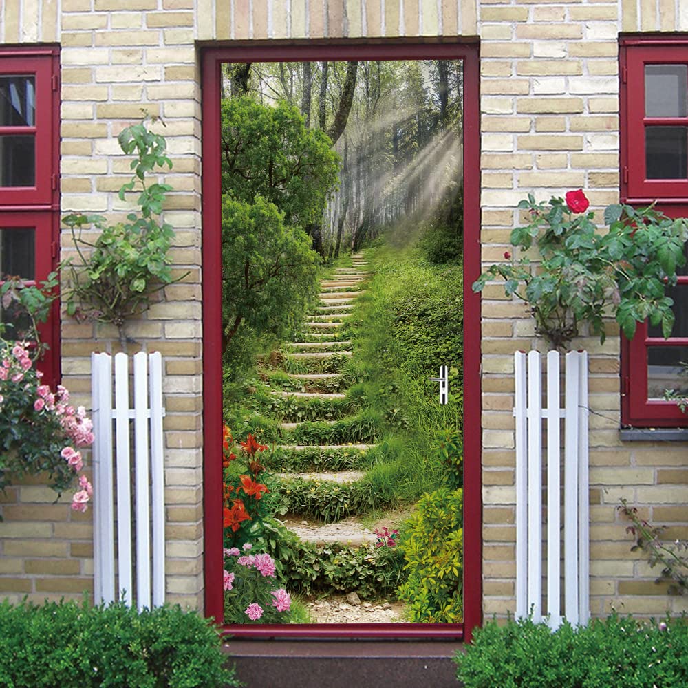 Stickers Muraux Porte Chambre 3D Paysage Épis De Blé - Autocollant Amovible Imperméable Décoration Intérieure