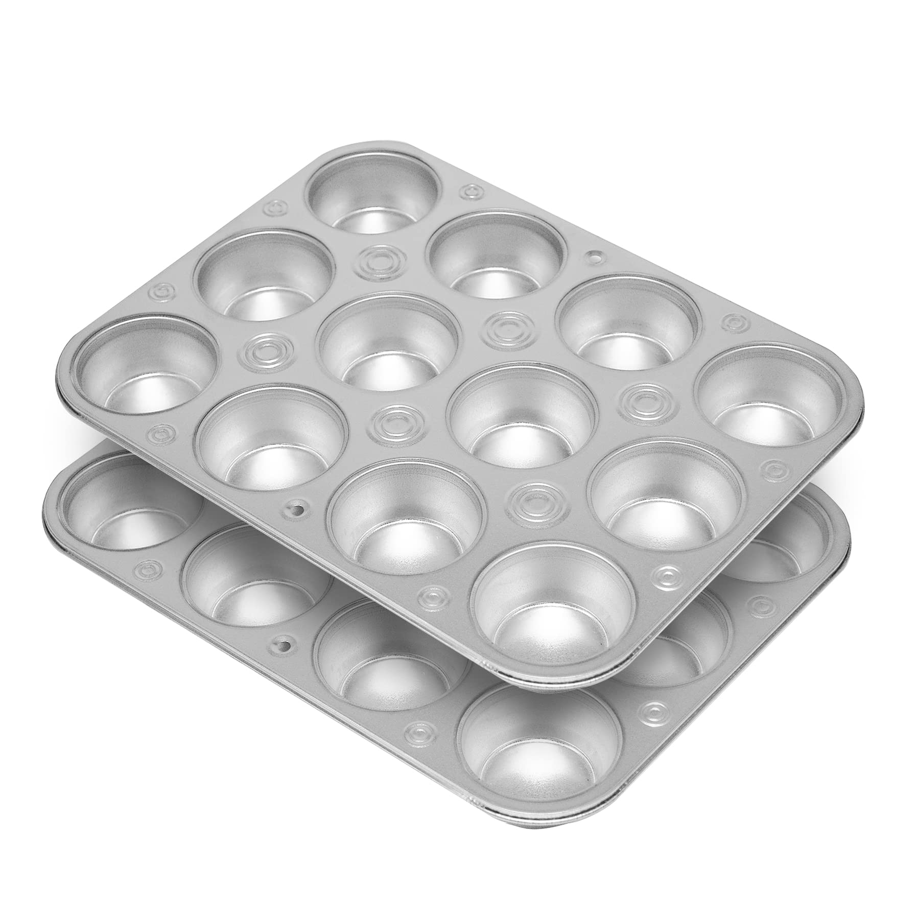 G & S Metal Products Company - Juego de dos moldes para magdalenas de 12 tazas, gris, 230T