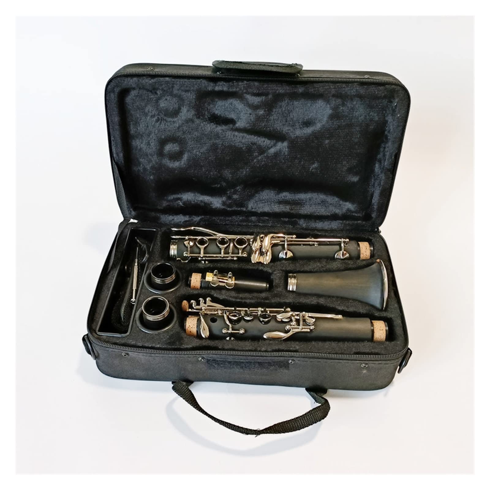 Professional Klarinette Professionelle Bb-Klarinette, Bakelit-Klarinetten, Neusilber-Schlüssel, Musikinstrumente, Koffer, Mundstück, Blätter