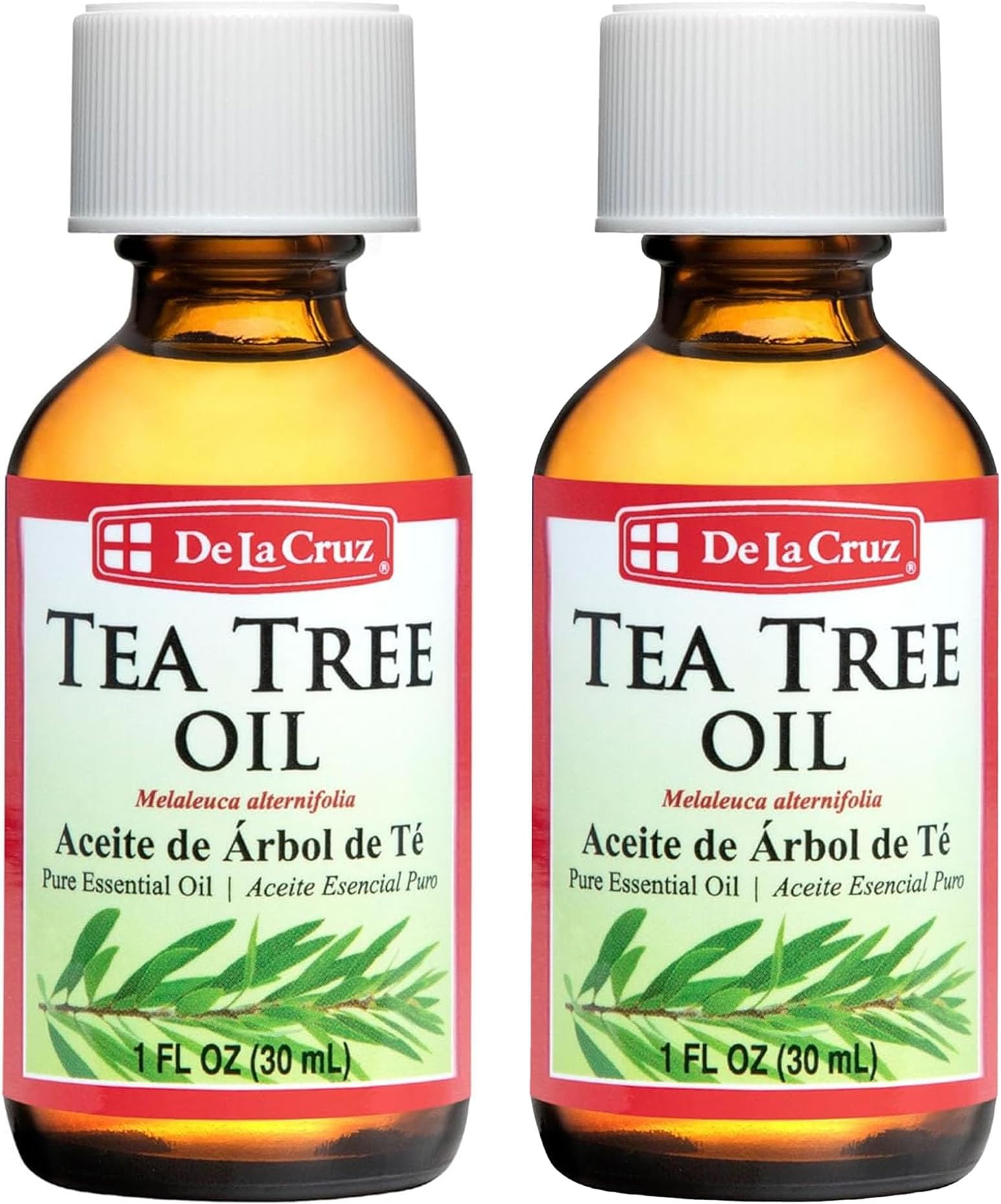 De La Cruz 100% Pure Tea Tree Oil - Steam Distilled Tea Tree Essential Oil for Aromatherapy - 1 FL OZ (2 Bottles)