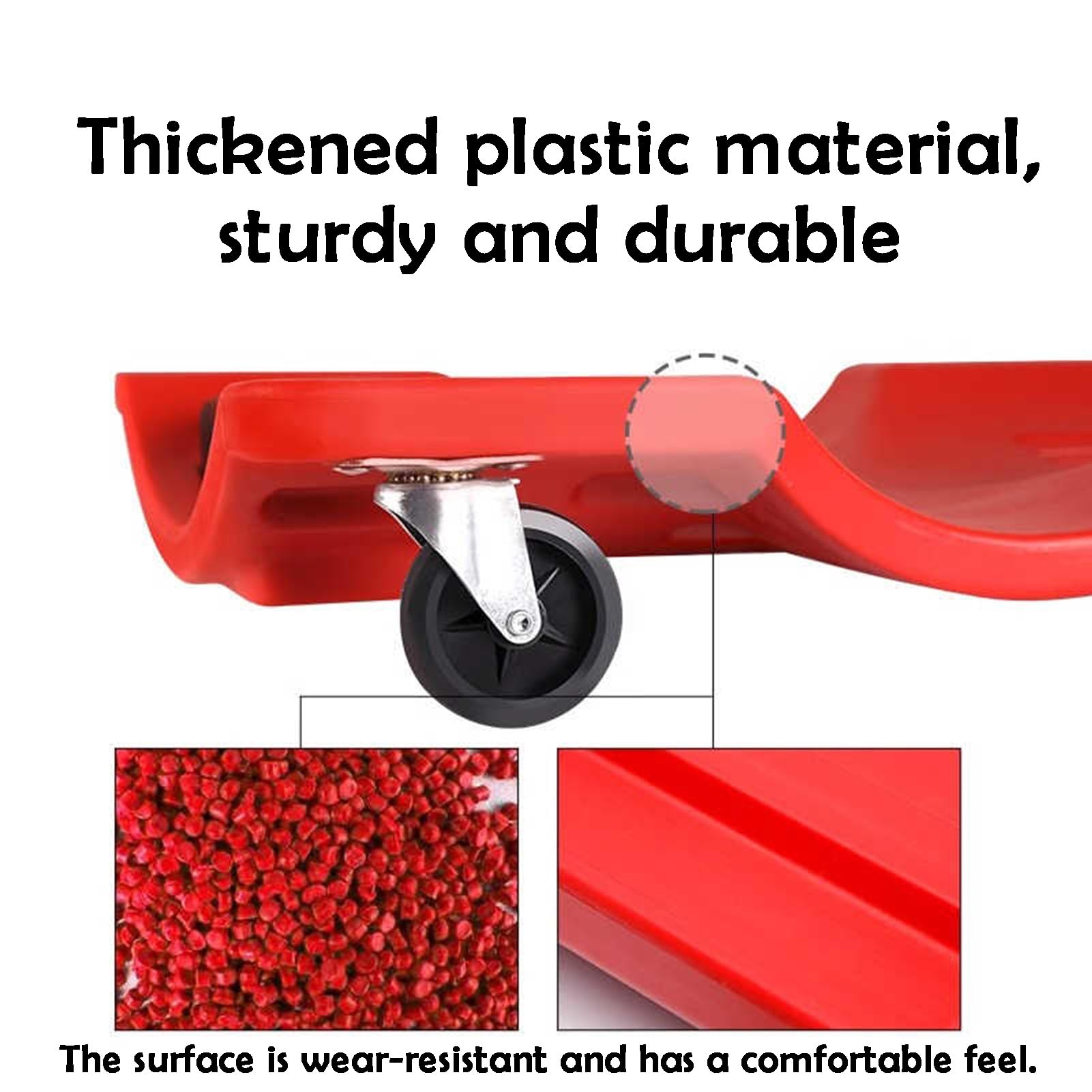 Generisch Rollbares Autoreparatur-Schlafbrett | Starke Tragfähigkeit, tragbarer Sitz for Hinlegen oder Sitzen(Red,92x43x9.5cm)