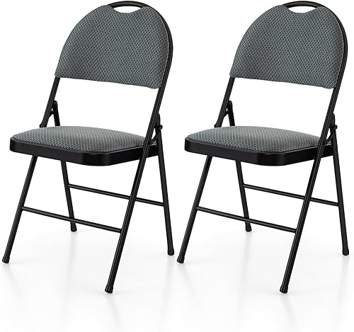 LDAILY Moccha - Paquete de 2 sillas plegables, sillas plegables resistentes con orificio para asa y marco de acero, sillas plegables portátiles