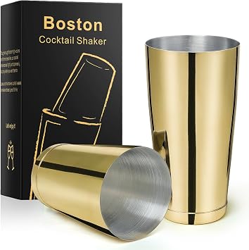 Stainless Steel Boston Shaker - 2-piece 18oz & 28oz Professional Bartender Cocktail Shaker Bartender Shaker Kit - CTSK0013 Gold