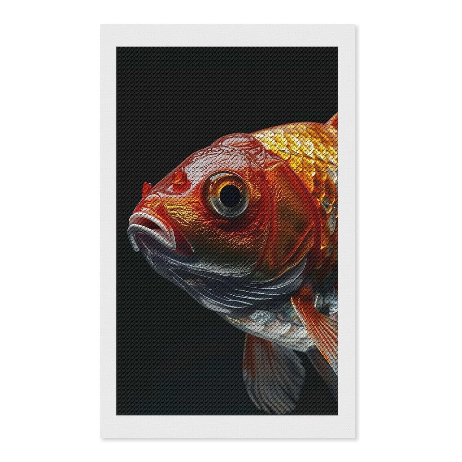 Junmoney Goldfish Diamond Painting Canvas Kit 12"x20", Relaxing DIY, Modern Decor, Aesthetic Room Decor, Home Wall Art, Wall Art Gift