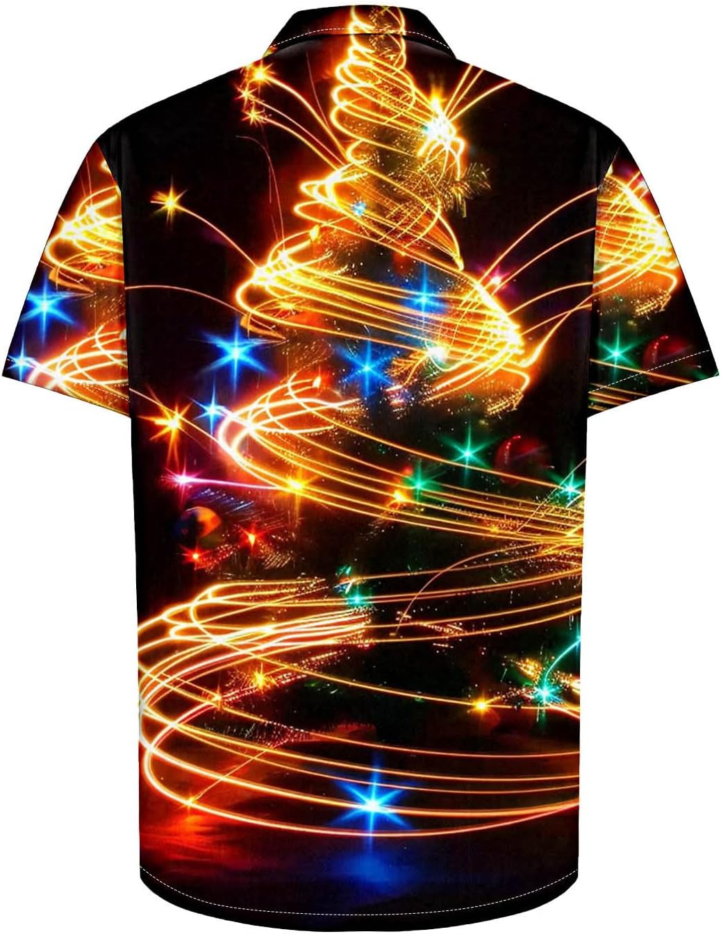 Christmas Snowflake Print Shirt for Men Lapel Short Sleeve Button Down Blouses Holiday Gradient Tops with Pocket