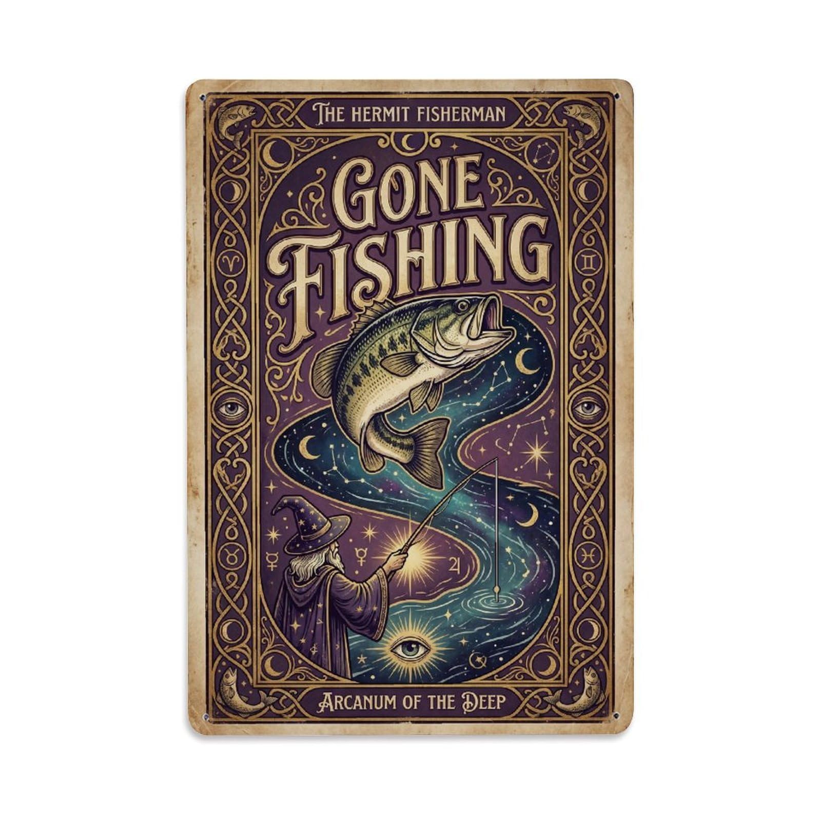 Gone Fishing Fishing Holiday Vintage Metal Tin Sign Plaque Wall Decor for Cafe, Club, Garden Metal Poster 8x12Inch