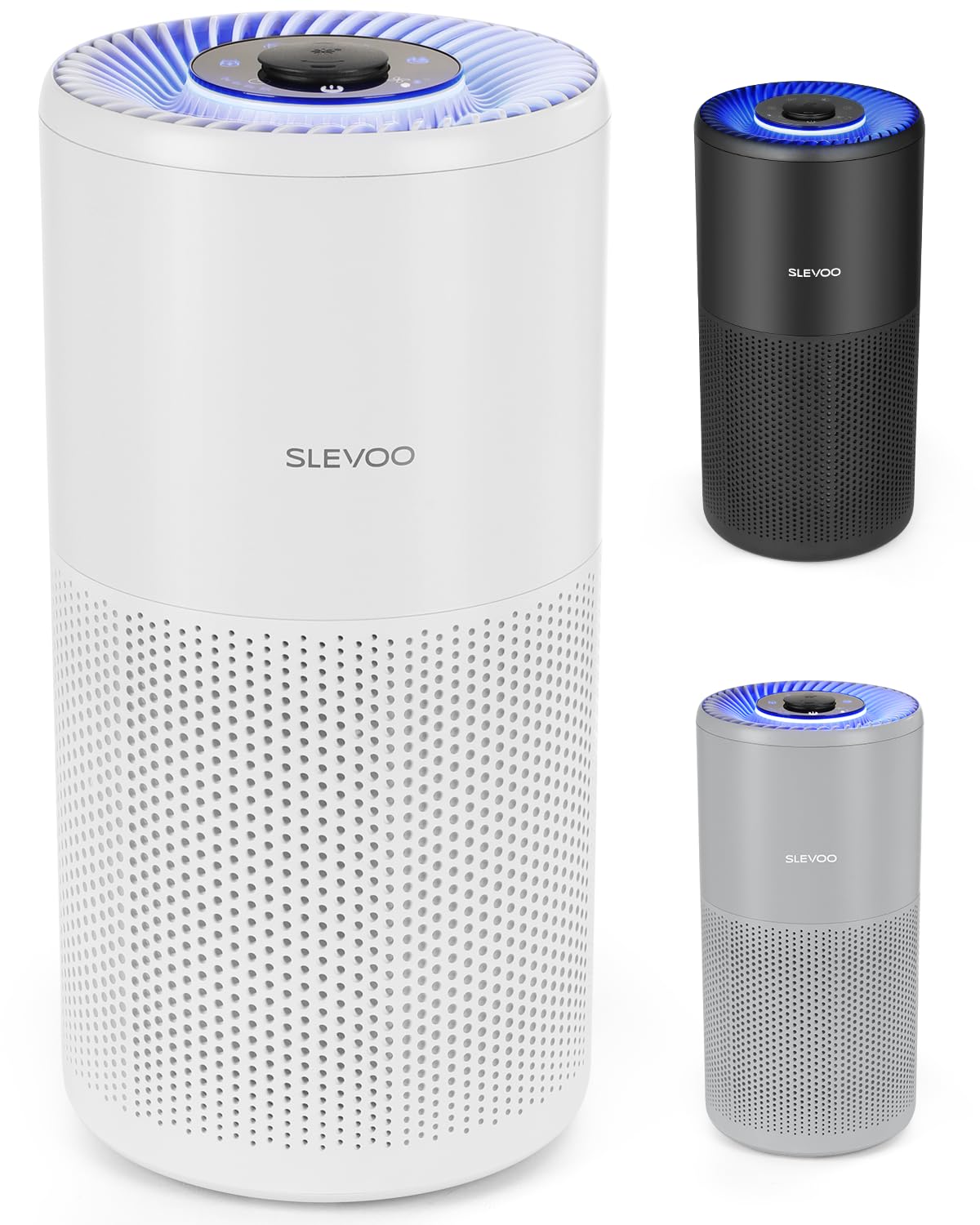 Slevoo Luftreiniger Schlafzimmer mit H13 HEPA Filter, 240m³/h CADR, Leise | Air Purifier für Räume bis 102 m² gegen Allergie, Pollen, Staub, Rauch & Tierhaare, mit Timer & Aromatherapie, Weiß