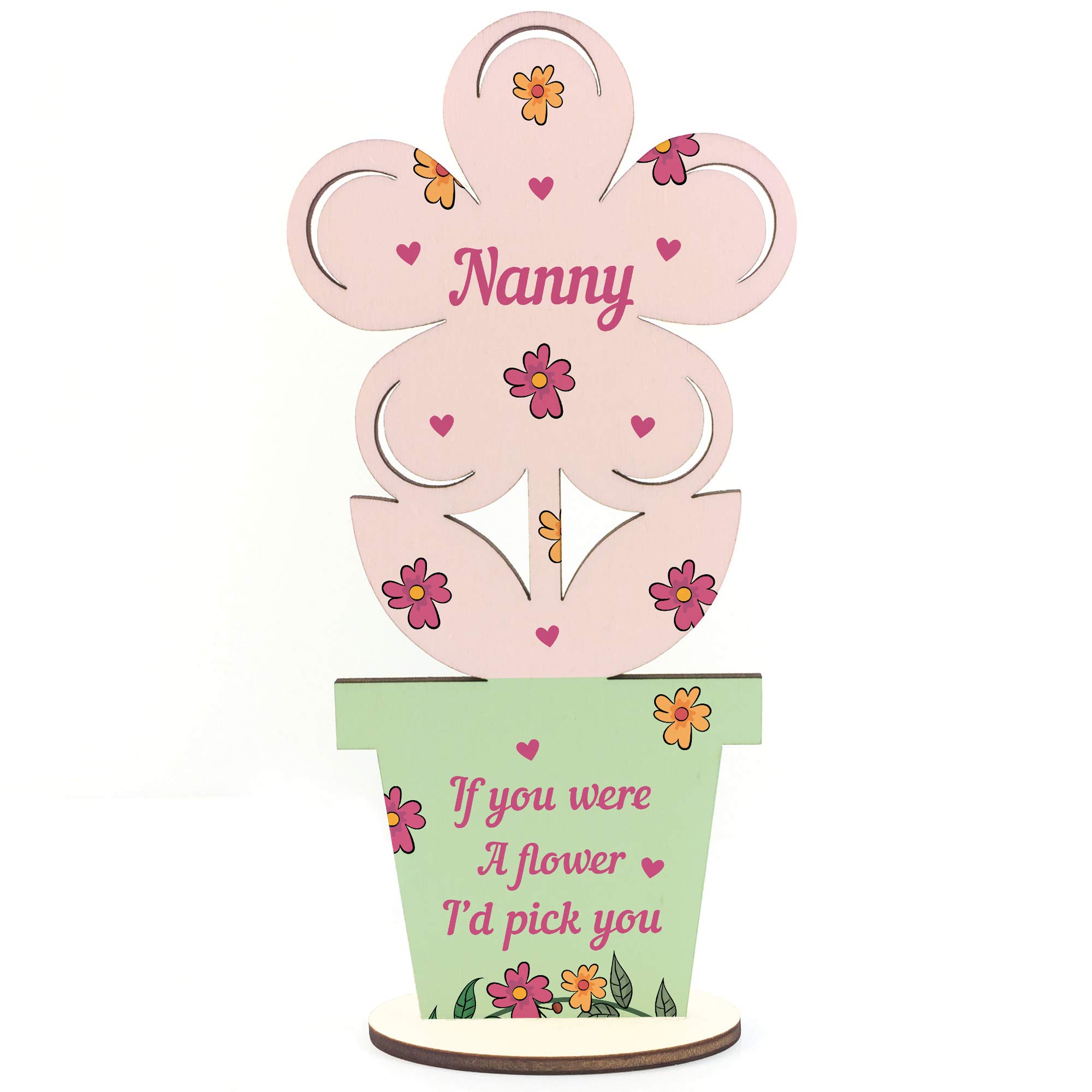 RED OCEAN Mum For Nanny Wooden Flower Nanny Gift For Grandparents LOVE Sign Keepsake