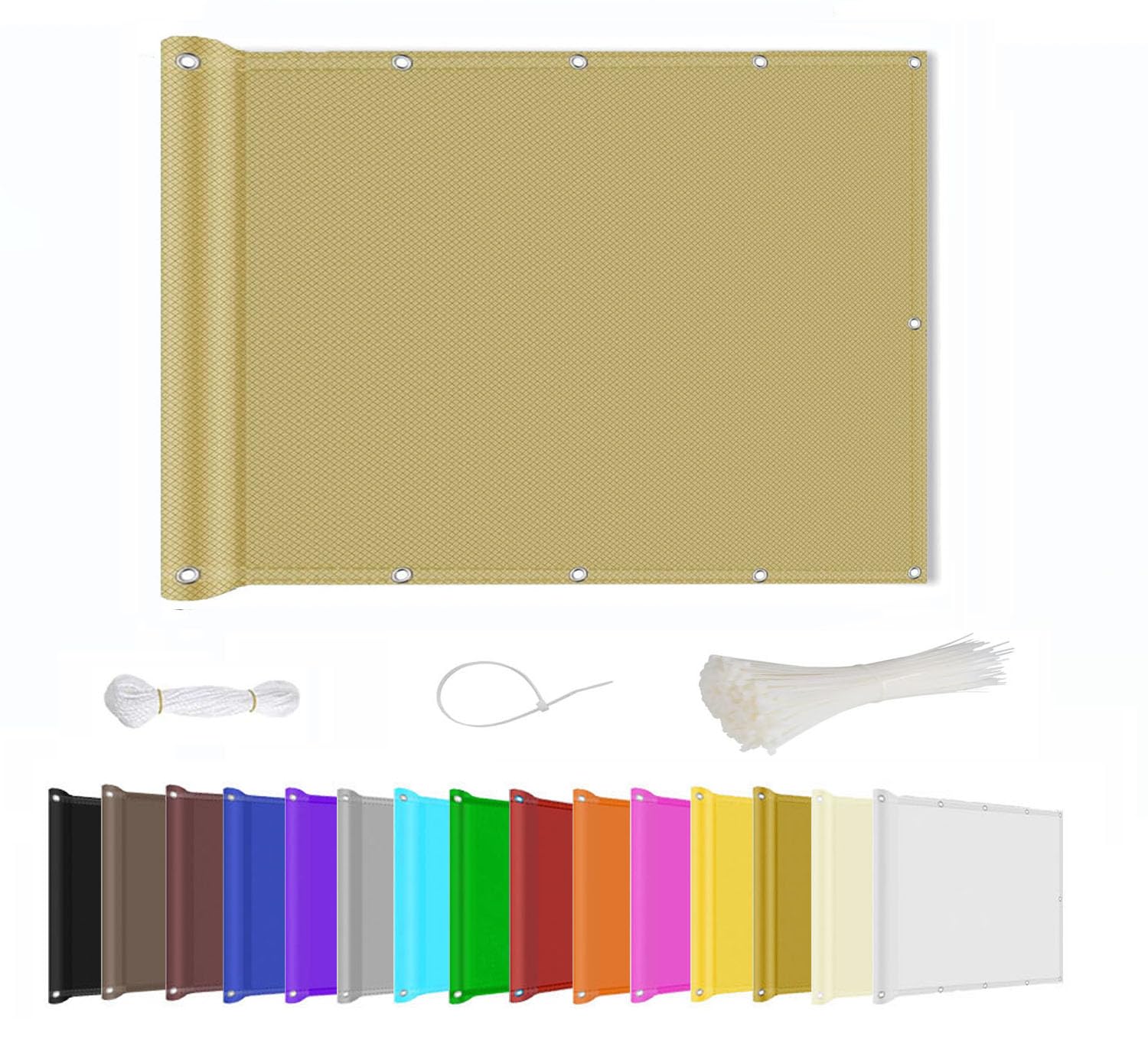 Kebinmaoyi Balcony Privacy Screen PVC UV-Anti Waterproof Multiple Colors for Garden Backyard Deck Patio Fence Porch Sand,0.8x1.6m(2.6ft x5.2ft)
