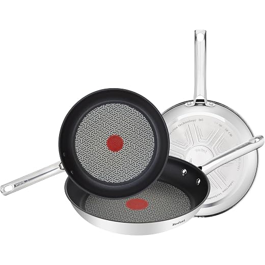 Tefal Duetto Set of 3 Frying Pans, Stainless Steel
