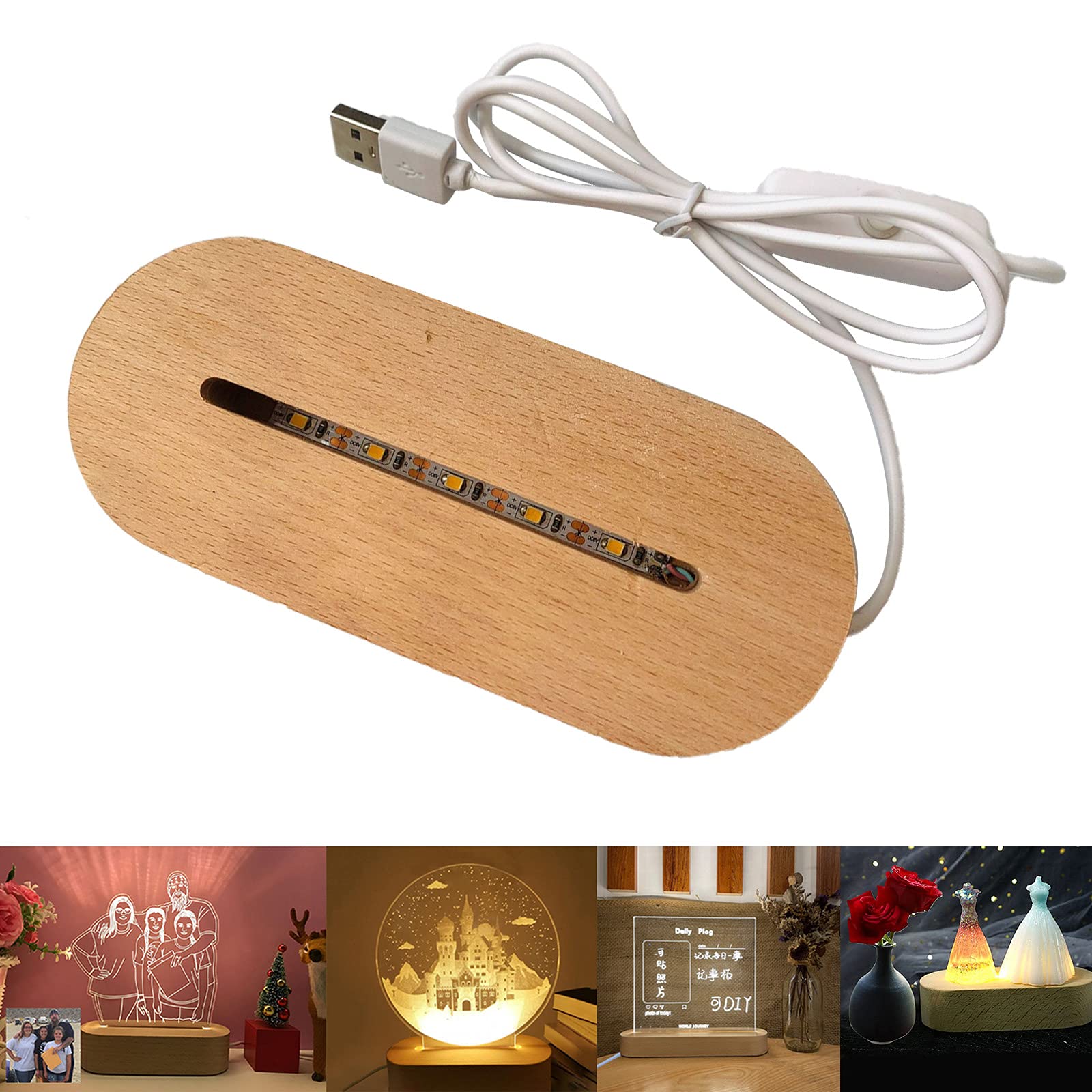 GOEDCH LED Holzsockel Set - 4 Stück Mit 7 Farben & Fernbedienung