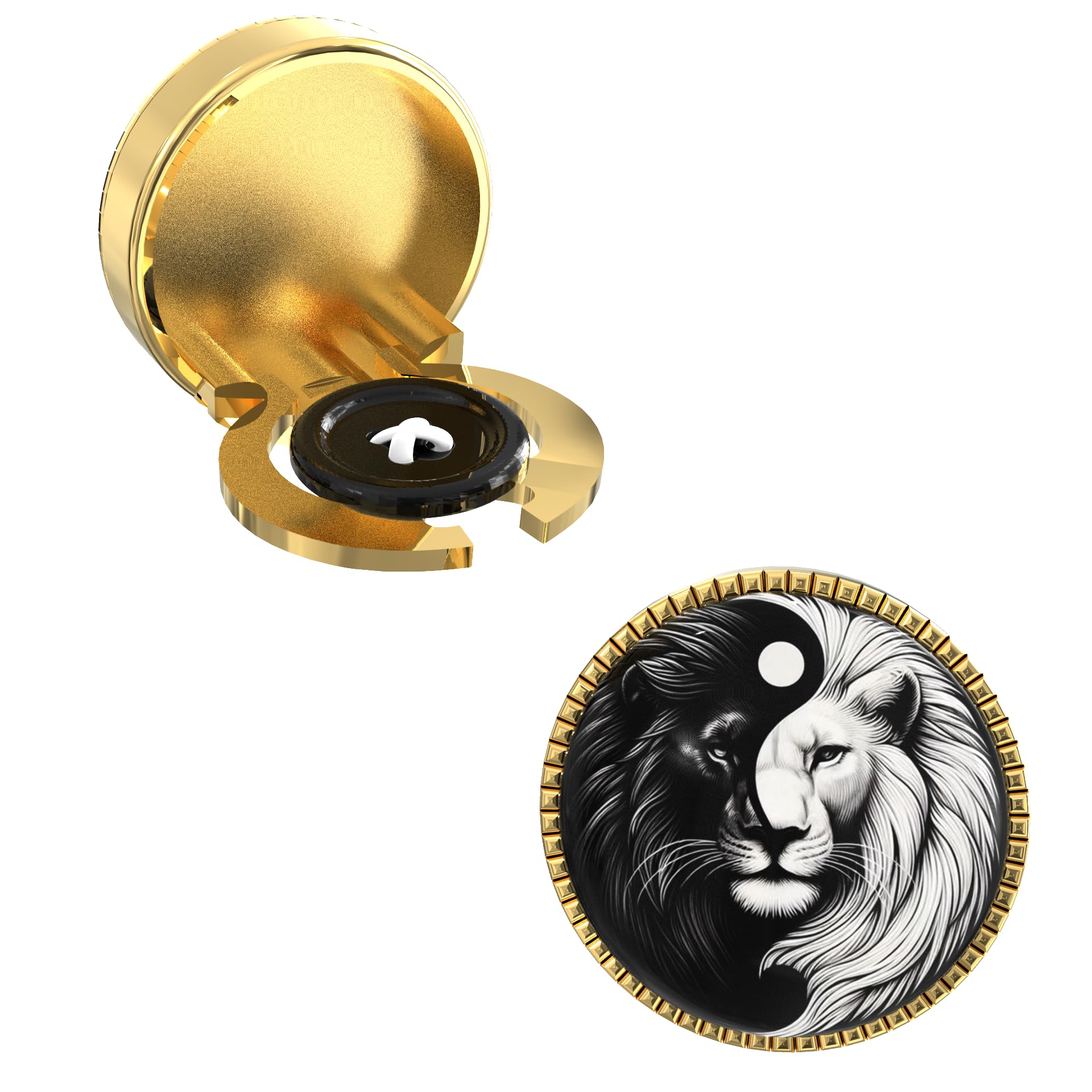 Yin-Yang Lion Button Cover Cufflinks – Dual Power Symbol for Men-image-30