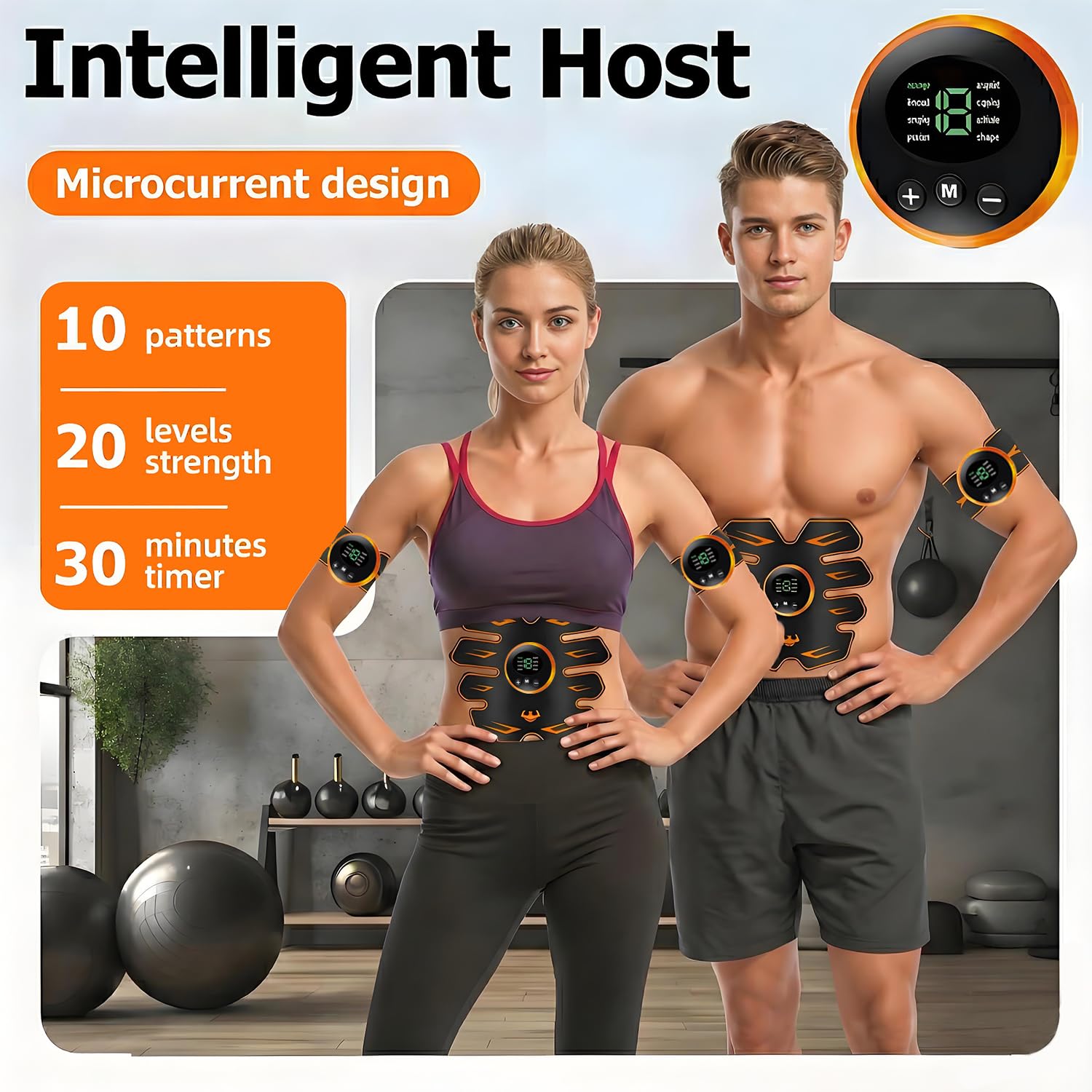 EMS Trainingsgerät, USB Wiederaufladbar Muskelstimulator bauchtrainermit - Bauchmuskeltrainer EMS Elektrische Muskelstimulation, EMS Bauchtrainer