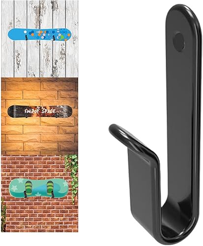 Miniatura 2 de SANJINFON Soporte de pared para snowboard, tablas de surf, patinetas, esquís, clip de exhibición horizontal, soporte de pared negro, pequeño para el