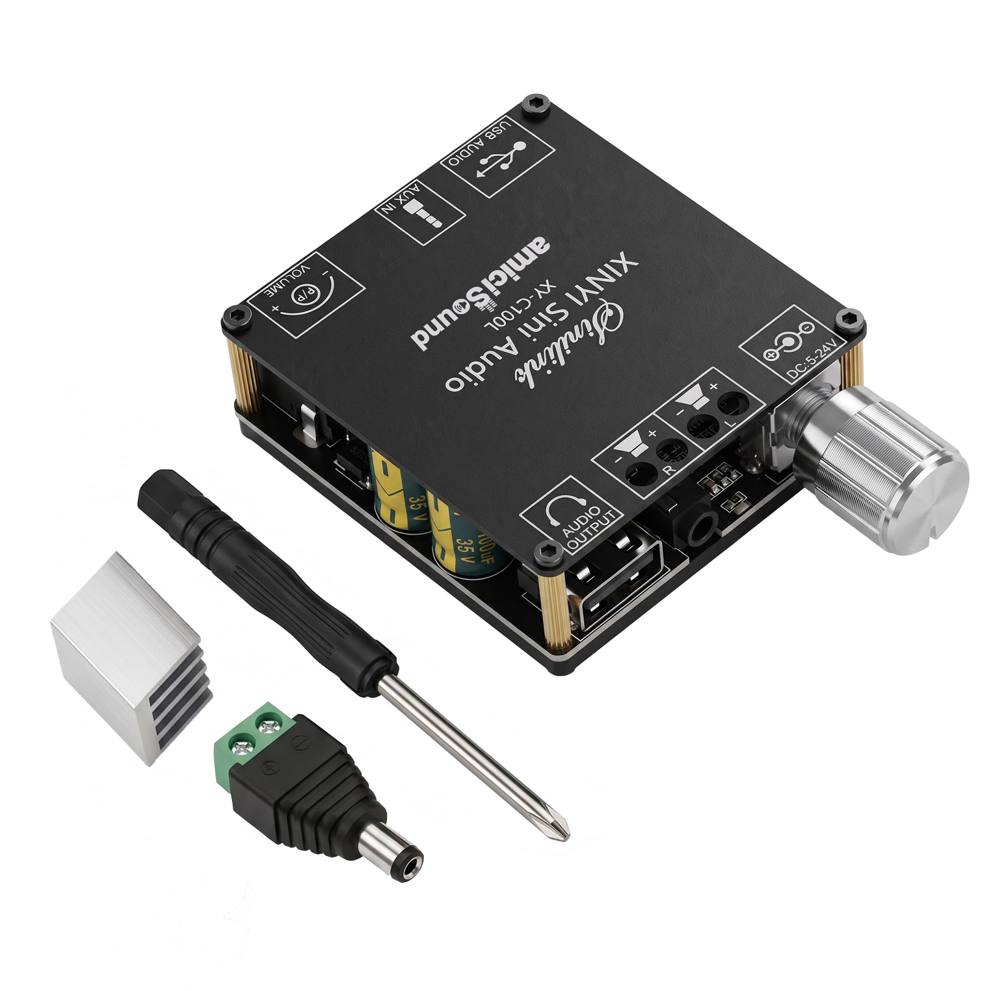 Mini 100W+100W Bluetooth 5.0 Amplifier Board – Dual Channel, Stepless Tuning, AUX Input/Output, DC 5-26V DIY Speakers-image-49