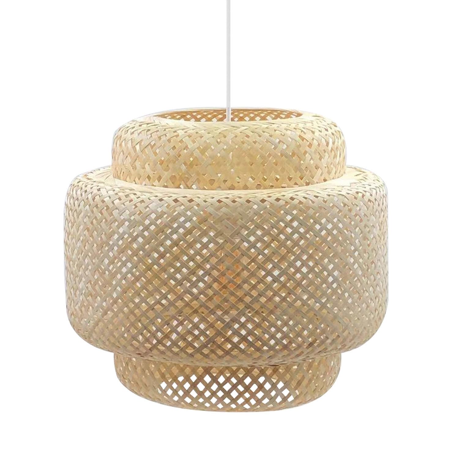 LEDKIA LIGHTING - Lámpara Colgante Bambú | Diseño Boho-Chic | Iluminación Versátil E27 | Uso Interior IP20 | Dimensiones 310x420 mm | Apta para Salón y Dormitorio, Natural, Bambú