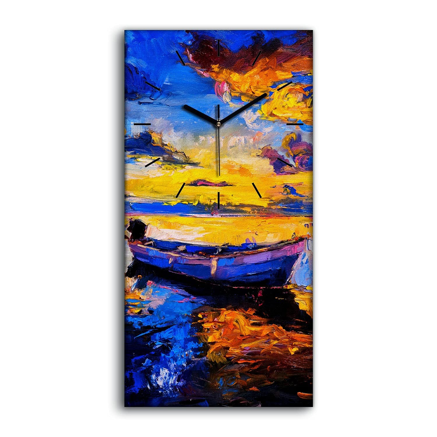 Horloge sur toile 30x60cm moderne et silencieuse pour déco murale de salon