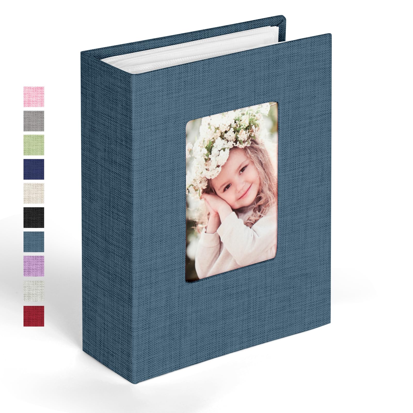 Ainiv Photo Albums 6x4 100 Pockets, Linen Cover with Display Window, Blue — image 1