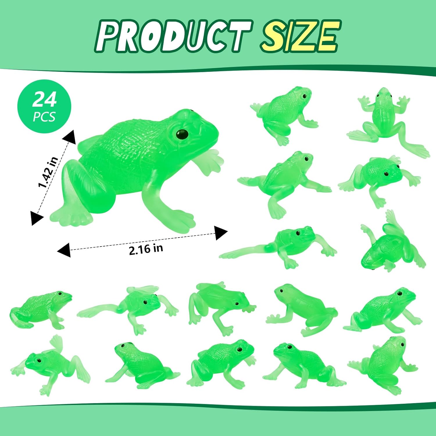 Jenaai 24 Pack Mini Rubber Frog Toy Tiny Realistic Passover Frogs Toy Rainforest Animals Figures for Passover Party Favors Early Education Teaching Aids Home Decors Food Models Photo Prop(Green) - Image 2