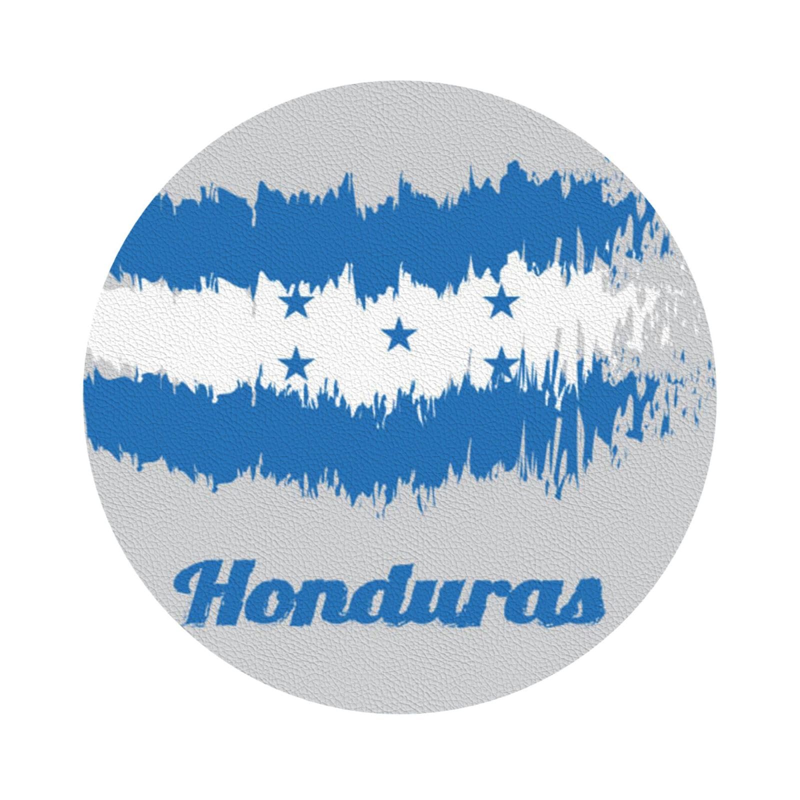 Blue Honduras Flag PU Leather Coasters Set of 6 Round Drink Coasters