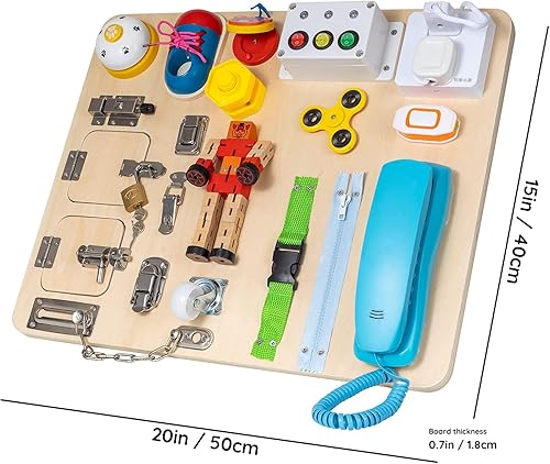 Miniatura 4 de Montessori - Tabla de actividades para niños pequeños 20 en 1, tabla grande para niños de 1, 2, 3, 4 años, juguetes para aprender a vestirse,