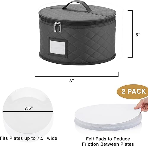 Miniatura 9 de Contenedor de almacenamiento de porcelana para plato grande  13 pulgadas de ancho x 7 pulgadas de alto  Incluye 12 separadores de fieltro. Apilable