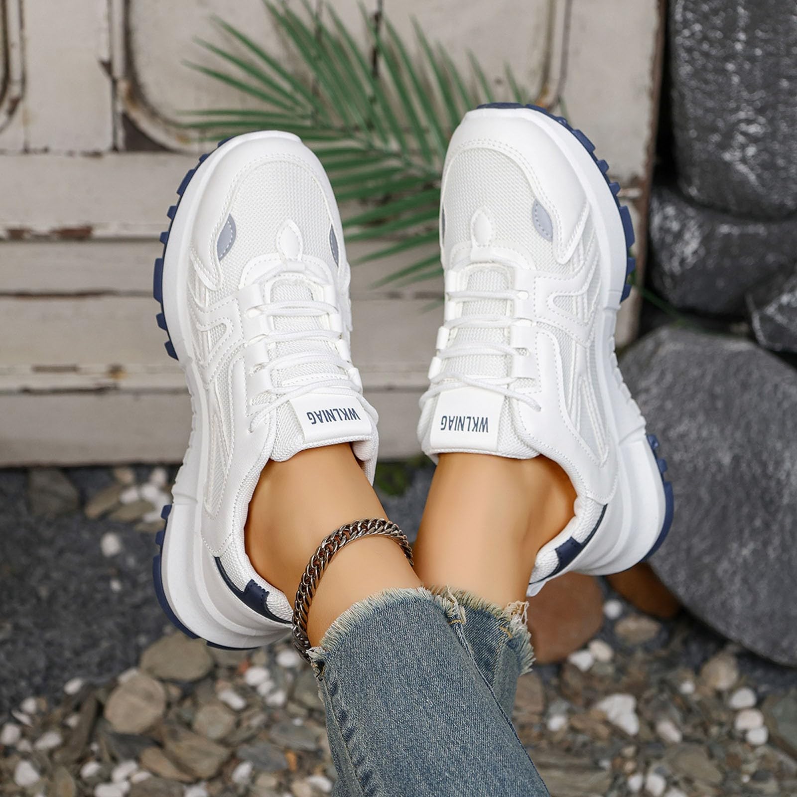 Zapatos de mujer con plataforma elevada para caminar transpirables con amortiguación para todo el día, calzado casual de moda
