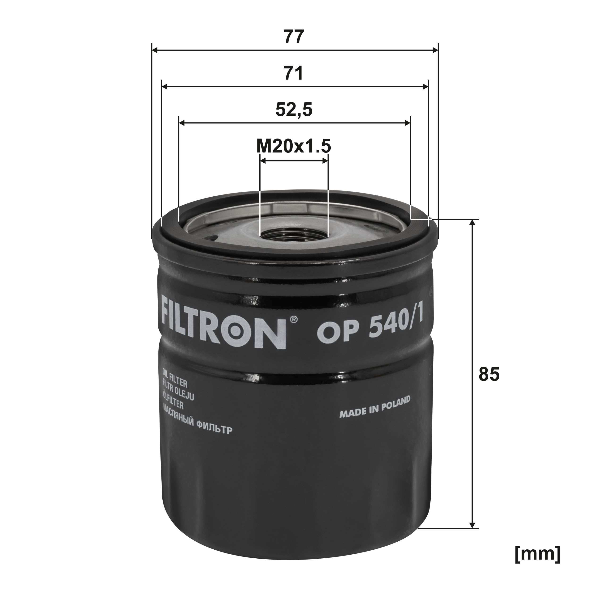FILTRON OP 540/1 Filtr olejowy - do SAMOCHODY OSOBOWE + DOSTAWCZE