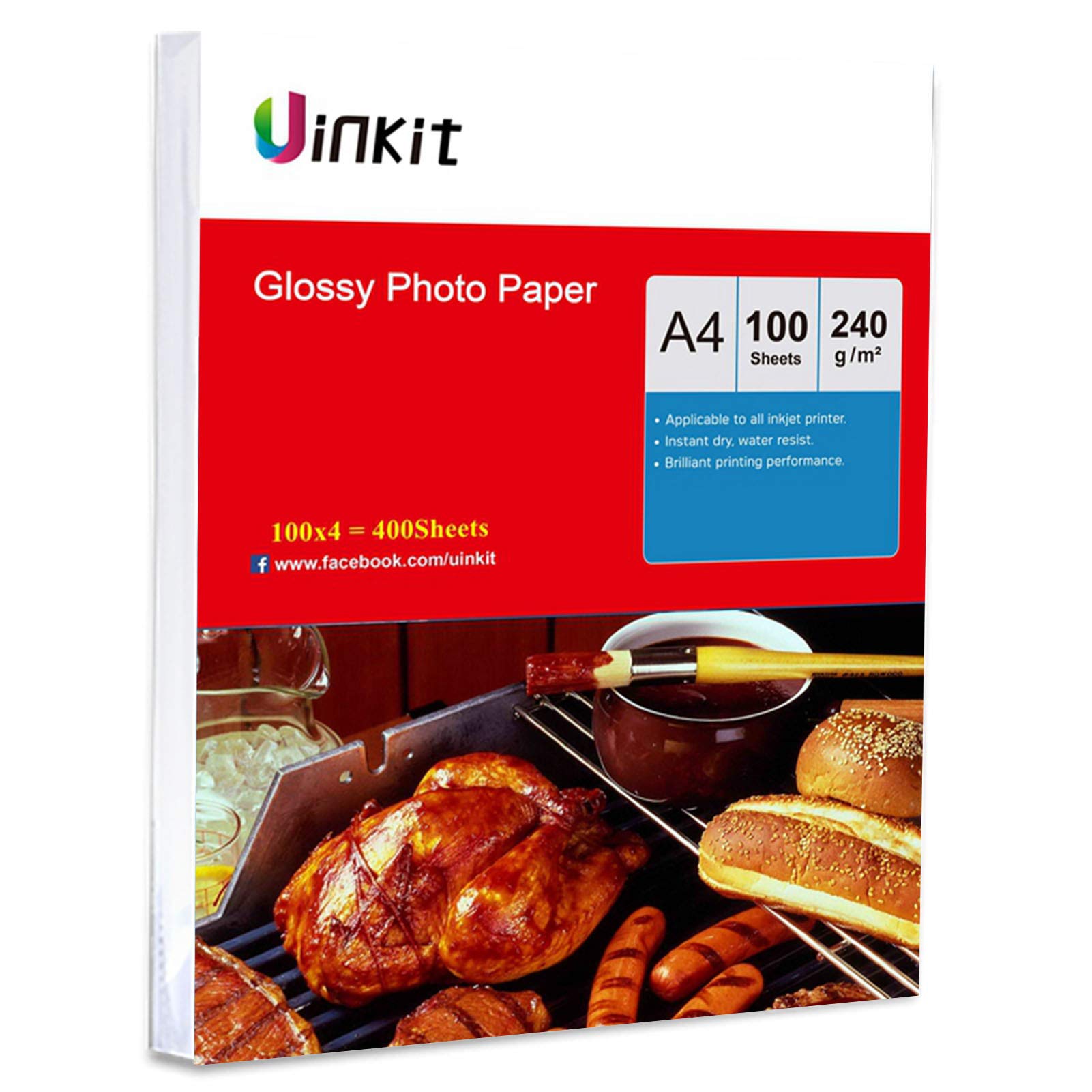 Papier fotograficzny A4 240 g/m2 – 400 arkuszy bardzo błyszczący super biały papier atramentowy do druku atramentowego obraz Uinkit