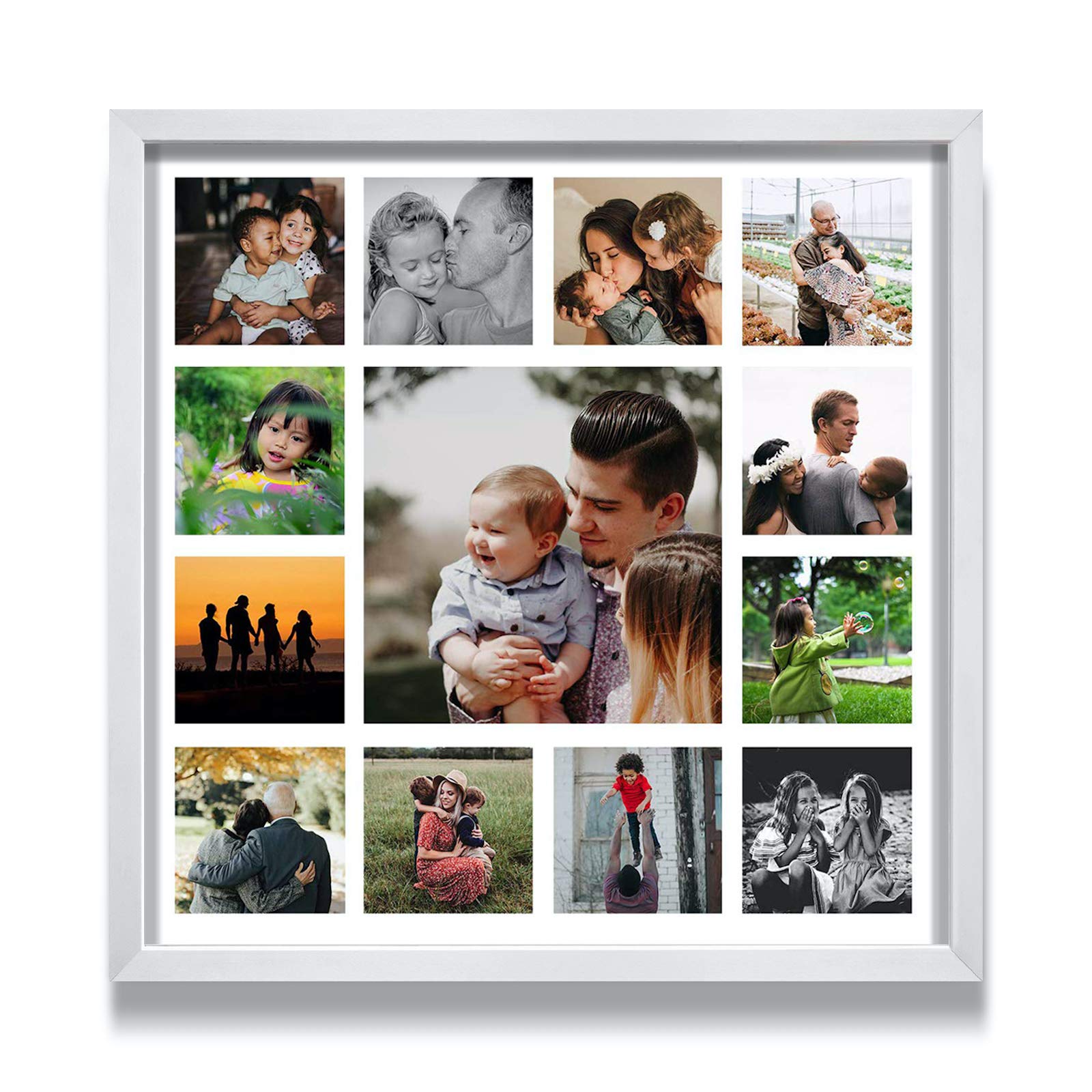 WhatsYourPrint Customised Photo Collage Frame | Gift for Birthdays & Anniversary (Size 13x13 Inches, 13 Photos White Frame) Customized Collage Photo Frame