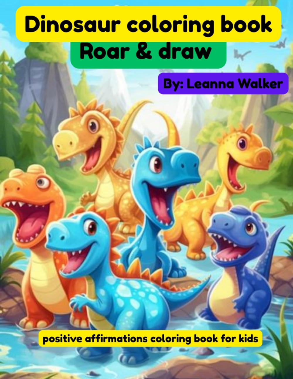 Roar & draw dinosaur coloring book: dinosaur coloring book with positive affirmations for kids
