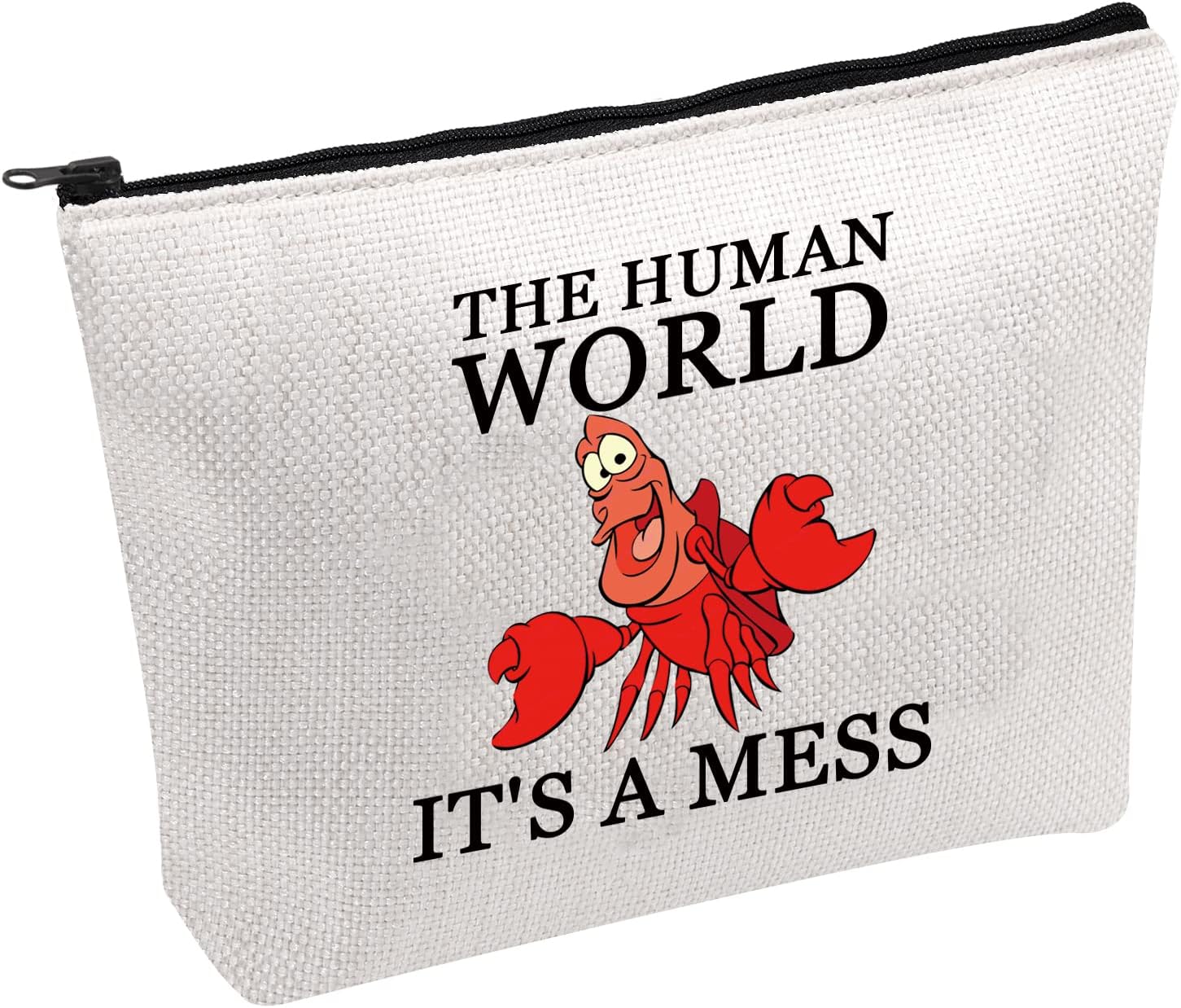 FOTAP Sebastian Movie Inspired Gift The Human World It’s A Mess Cosmetic Bag Mermaid Movie Fan Gift Sebastian Crab Quote Makeup Bag (A MESS)