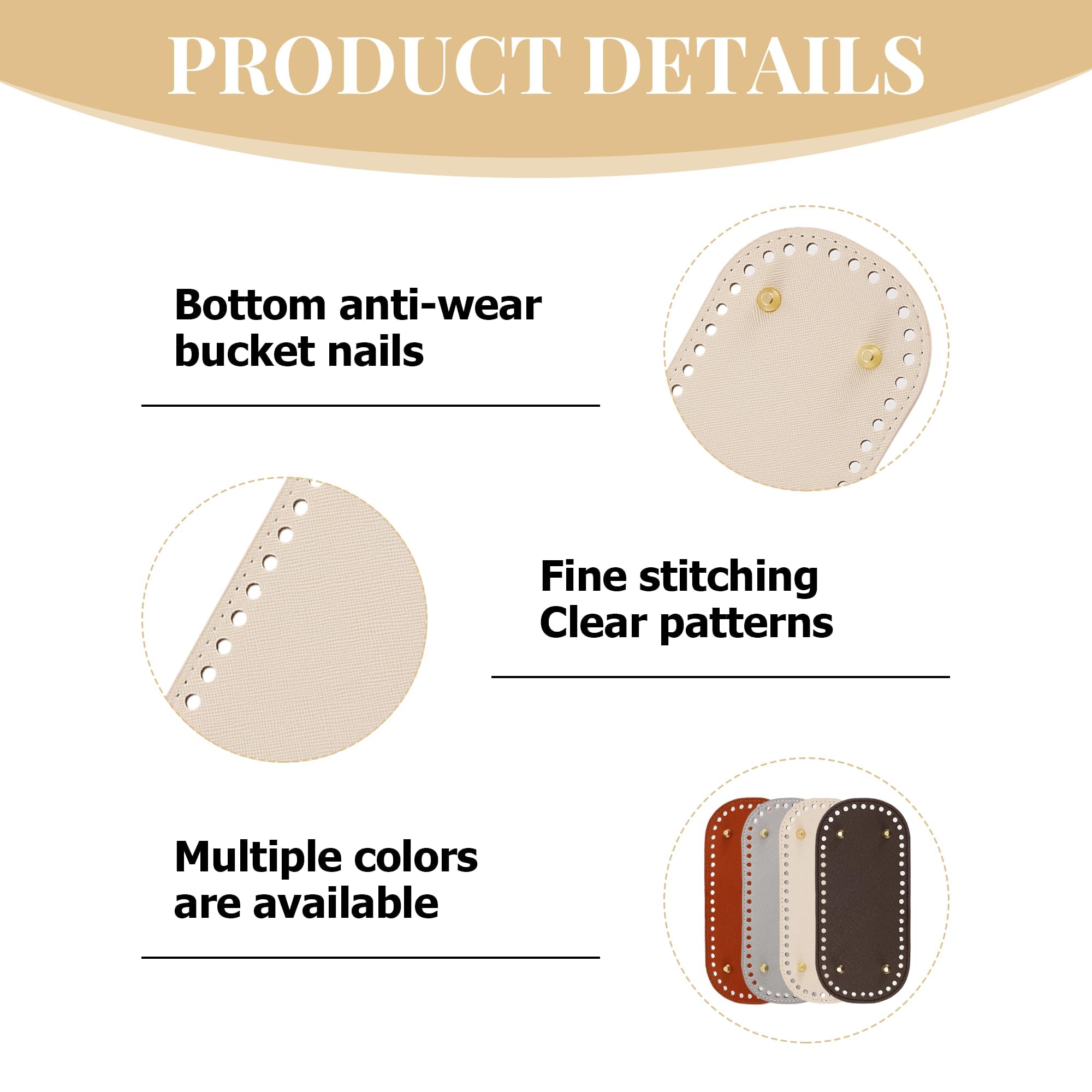 Zbdroxygen 4pcs Bag Base for Bag Making Crochet, Bag Base for Bag Making Crochet, Oval Bottom for DIY Handbags, Bag Making Accessories, Crochet Bag Base Includes Red, Dark Brown, Beige, Grey 1