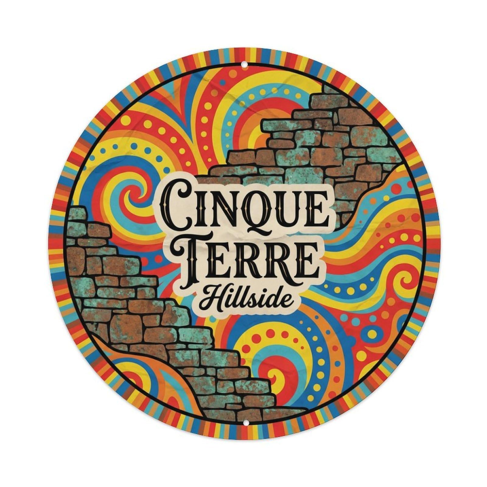 Vintage Travel Cinque Terre Italy Stone Metal Tin Sign
