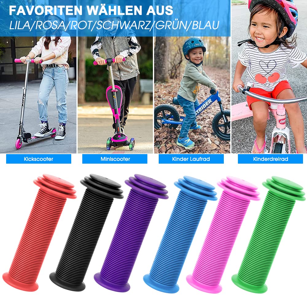 Puños De Bicicleta Para Niños, 22 Mm, Con Protección Contra Impactos De Alta Seguridad, Largos, 105 Mm, Para Scooter, Triciclo, Bicicleta Infantil, Color Negro