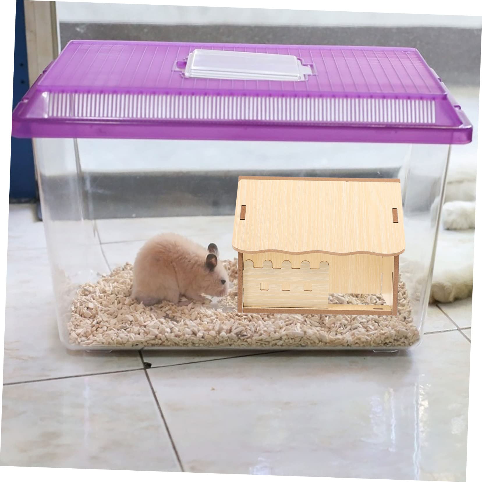Casetta Rifugio per Criceto in Legno, Cabina Singola Assemblabile | Tonalità Khaki, per Riposo e Gioco, Adatta a Ratto e Cavia Domestica, Uso Tutto L’anno