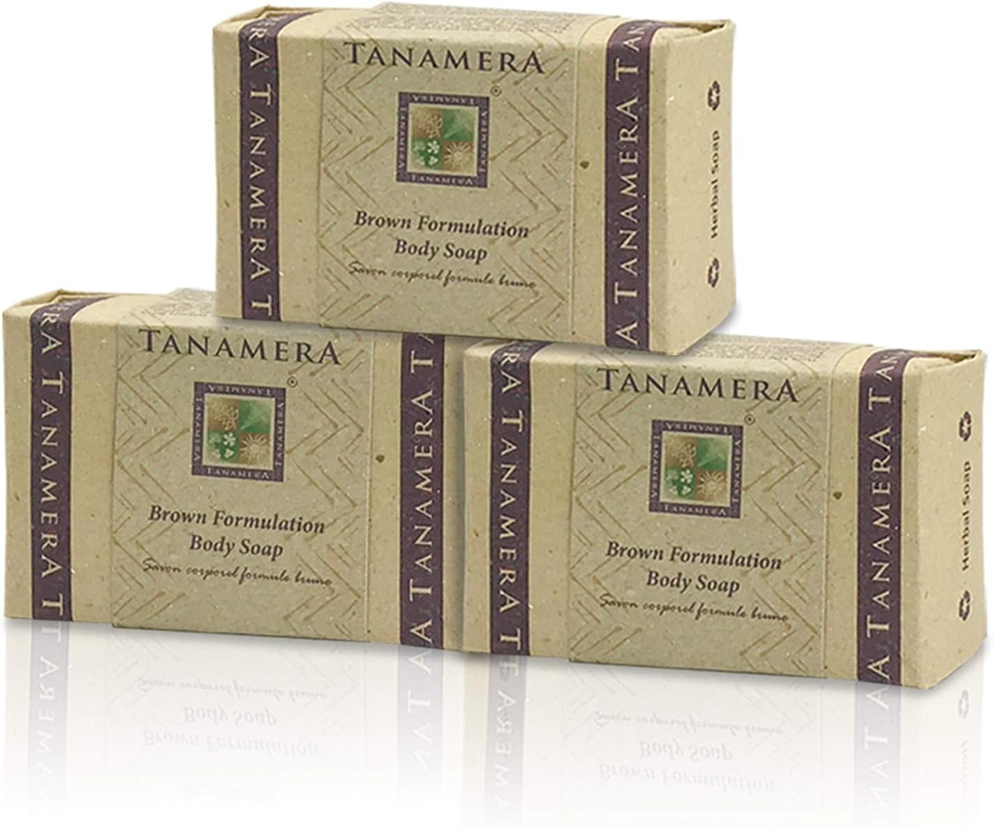 3x Tanamera Brown Formulation Herbal Body Soap 125g/pc Gentle Natural Exfoliator Removes Dead Skin Turmeric Wild Ginger Patchouli Cinnamon Smooth Soft Tender Skin Not Drying Skin Toning