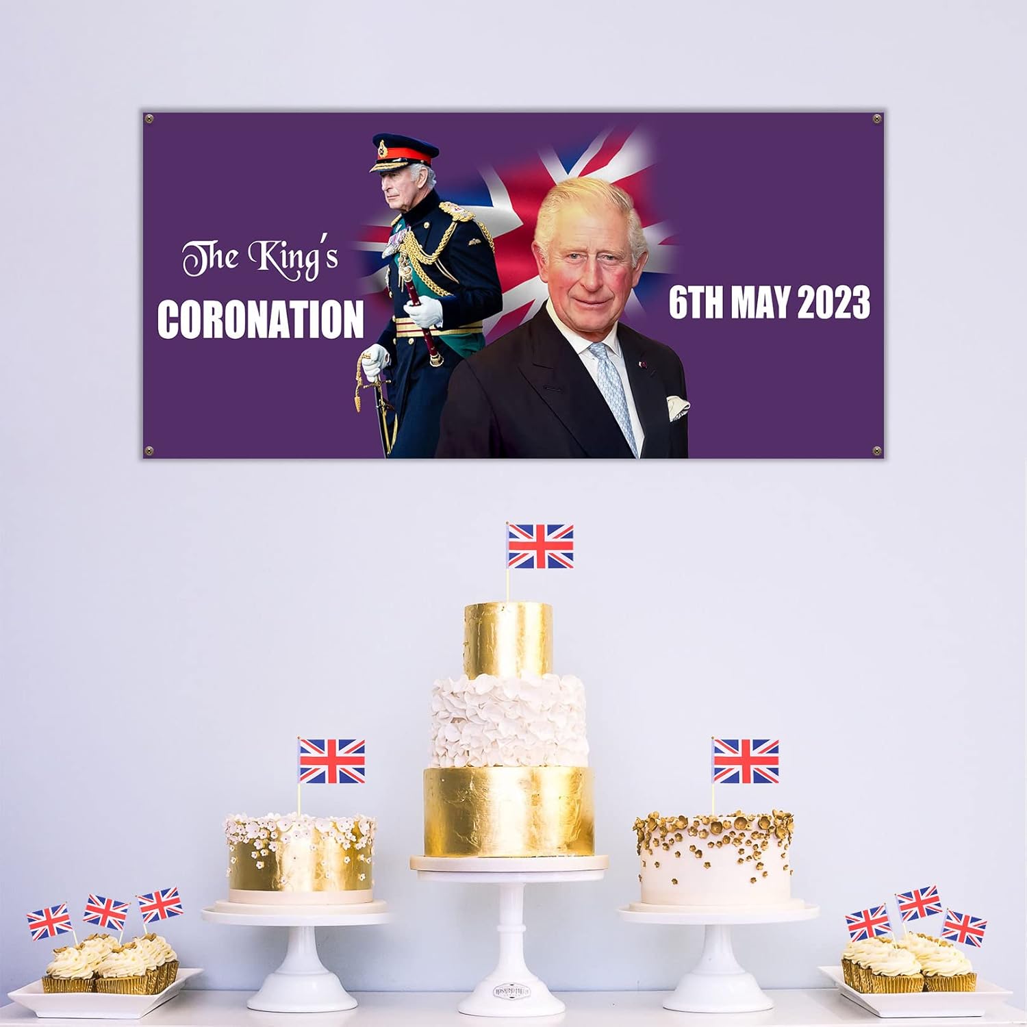 Personalised King Charles III Coronation Banner DecorationsFabric