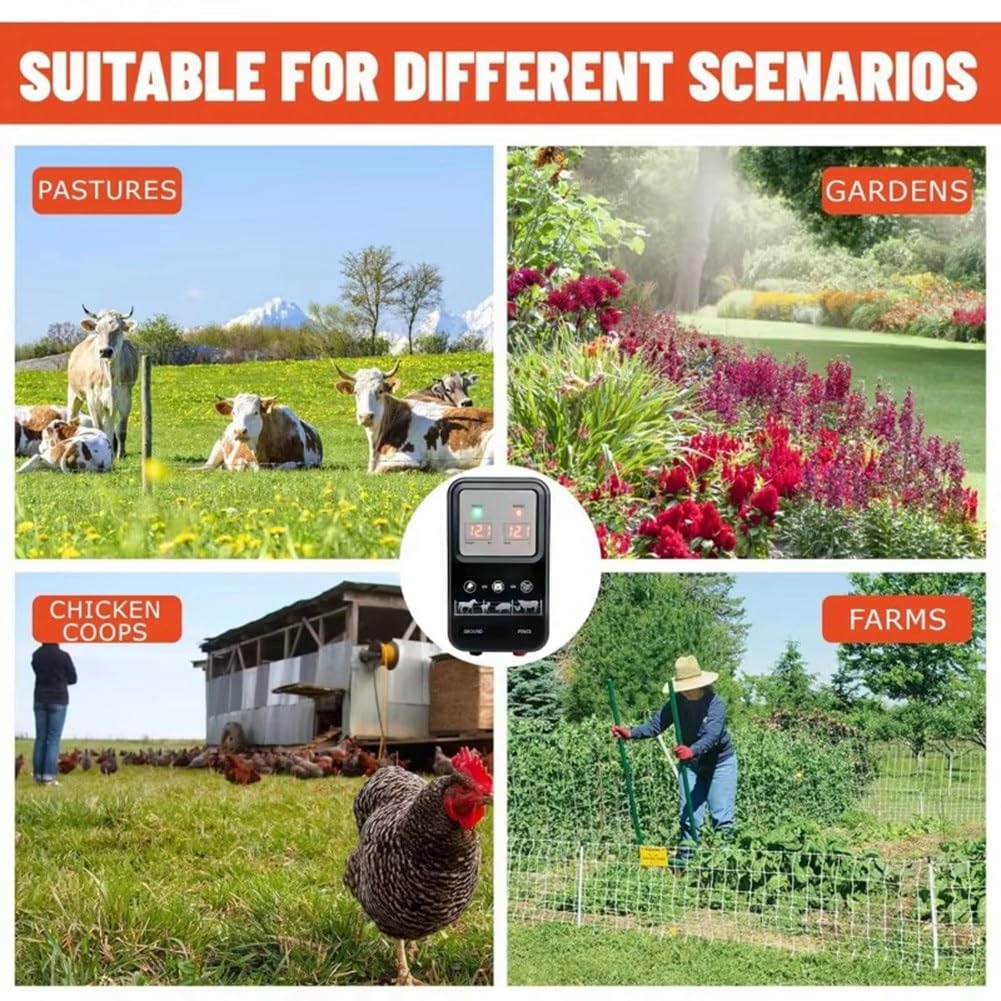 Cerca Eléctrica de Impulsos para Protección de Pastos, para Ganado, Ovejas, Caballos, Animales de Granja, Dispositivo Transformador de Impulsos, Kit de Pastor Eléctrico, Enchufe UE de 12 V.
