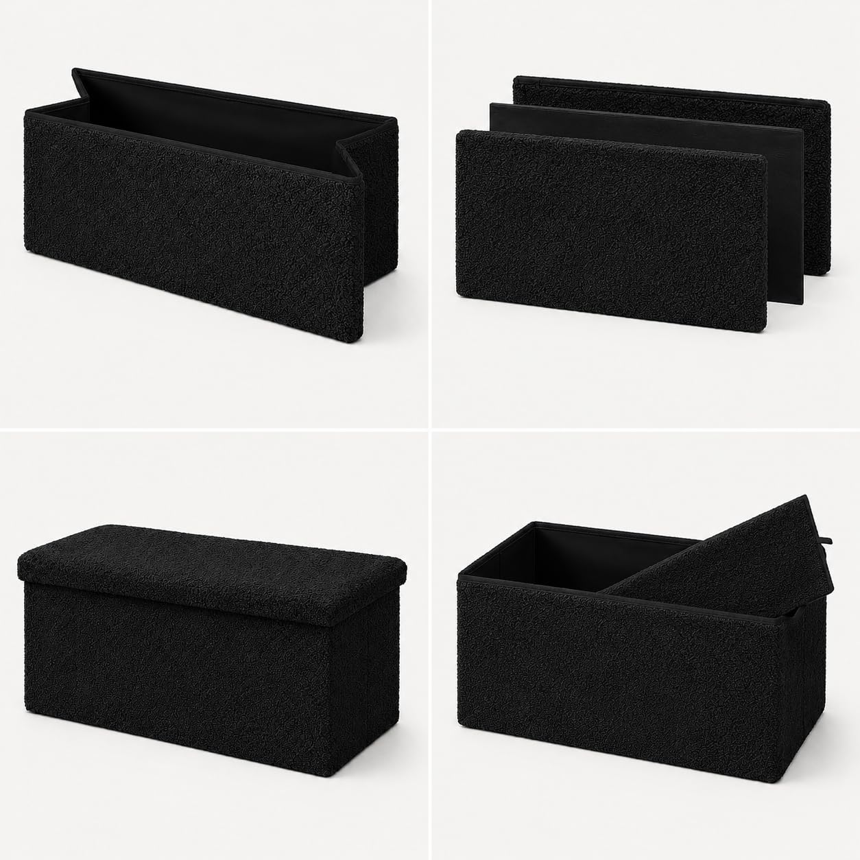 GX GARGIX Panca Contenitore in Tessuto Teddy, Pouf Portaoggetti Imbottito con Coperchio, Panca da Camera da Letto Soggiorno Cameretta, Design Moderno e Morbido (GX/TED-6)