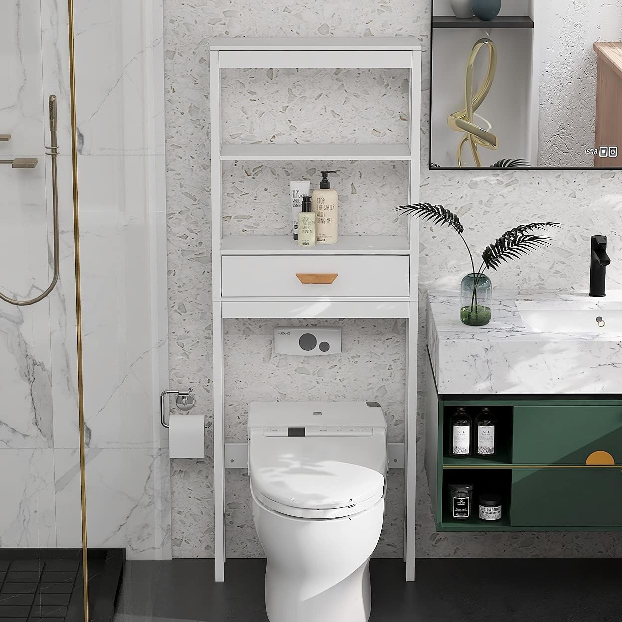 Bathroom Over The Toilet Storage Cabinet, One Size, White as Shown