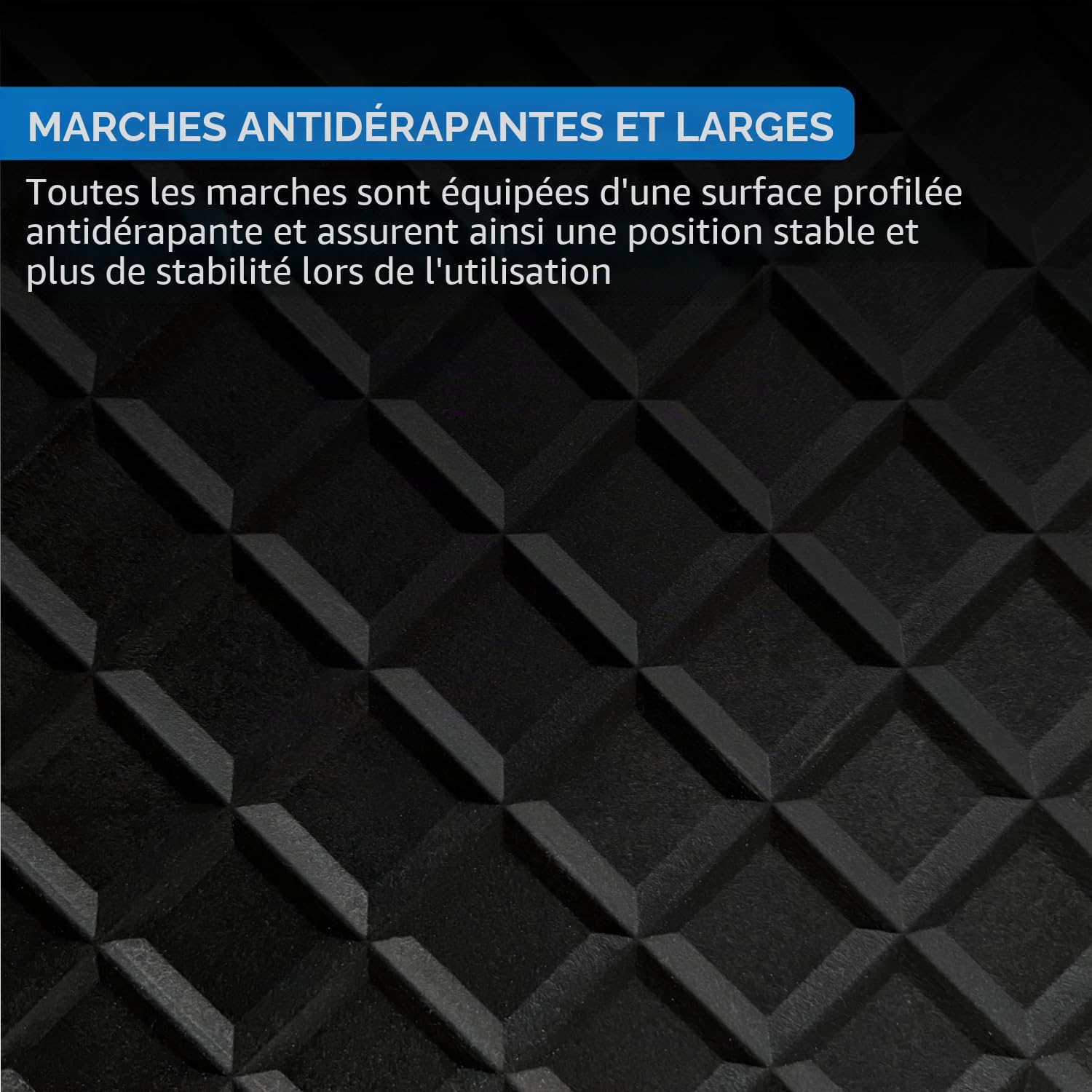 kör4u Escabeau à 2 marches, charge maximale jusqu'à 150 kg, pliant et peu encombrant, escabeau domestique stable, marches antidérapantes, cadre en acier, noir