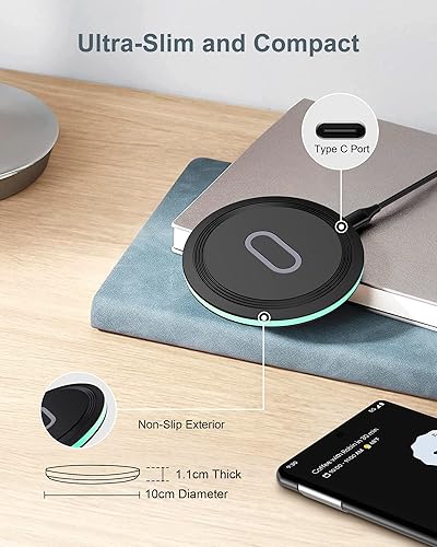 Miniatura 3 de Paquete de 1 almohadilla de carga inalámbrica, alfombrilla de carga inalámbrica rápida de 15 W Max para Google Pixel 7 Pro 6 5 4 XL 3, Galaxy S23